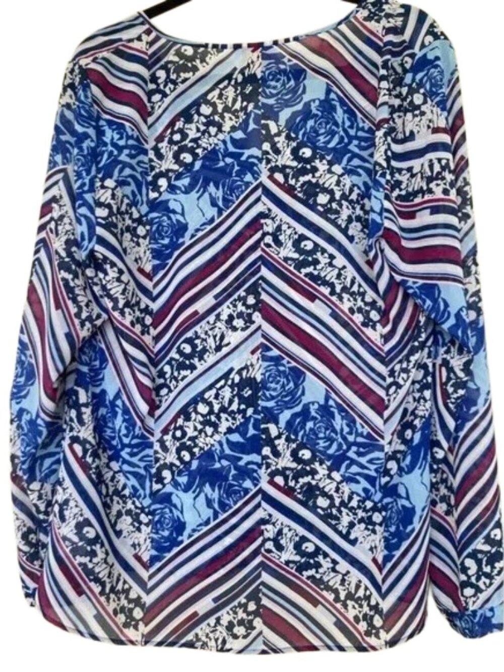 Laundry By Shelli Segal Floral and Striped Blouse - Picture 5 of 5